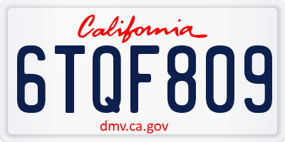 CA license plate 6TQF809