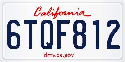 CA license plate 6TQF812