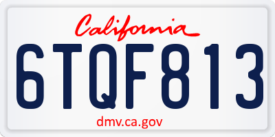 CA license plate 6TQF813