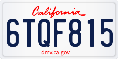 CA license plate 6TQF815