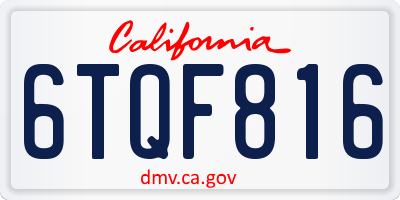 CA license plate 6TQF816