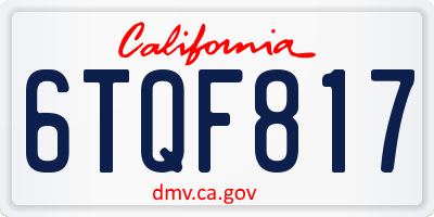 CA license plate 6TQF817