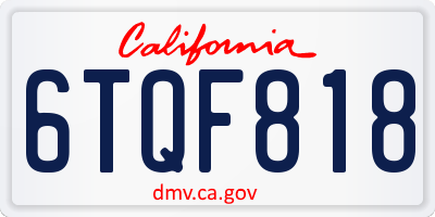 CA license plate 6TQF818