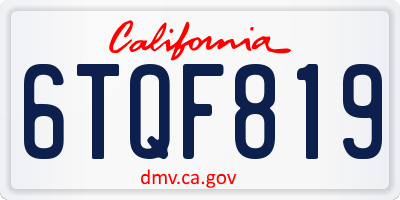 CA license plate 6TQF819