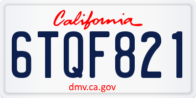 CA license plate 6TQF821