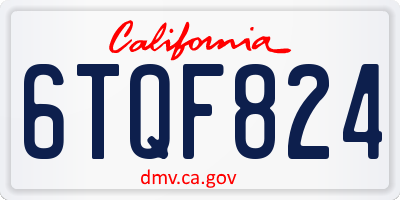 CA license plate 6TQF824