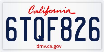 CA license plate 6TQF826