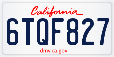 CA license plate 6TQF827