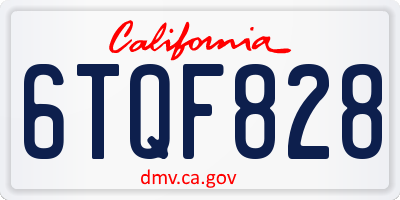 CA license plate 6TQF828