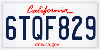 CA license plate 6TQF829