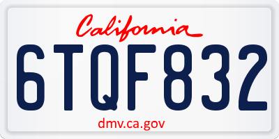 CA license plate 6TQF832