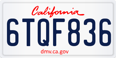 CA license plate 6TQF836