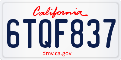 CA license plate 6TQF837