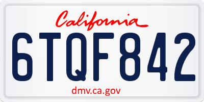 CA license plate 6TQF842