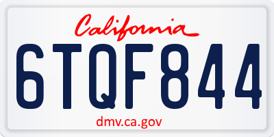 CA license plate 6TQF844