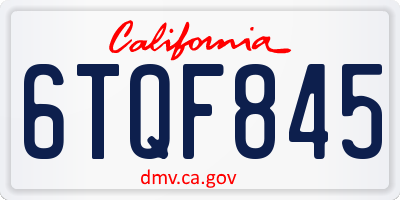CA license plate 6TQF845