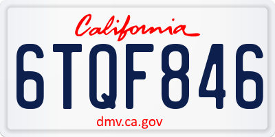 CA license plate 6TQF846