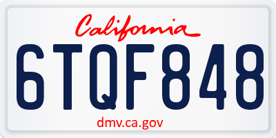 CA license plate 6TQF848