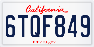 CA license plate 6TQF849