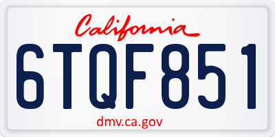 CA license plate 6TQF851