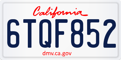 CA license plate 6TQF852