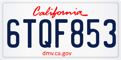 CA license plate 6TQF853