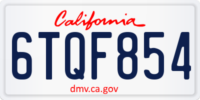 CA license plate 6TQF854