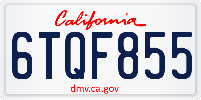 CA license plate 6TQF855