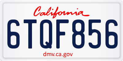 CA license plate 6TQF856