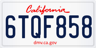 CA license plate 6TQF858