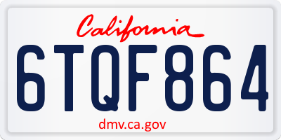 CA license plate 6TQF864