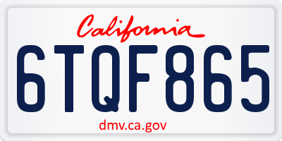 CA license plate 6TQF865