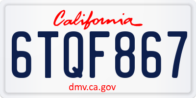 CA license plate 6TQF867