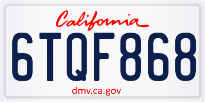 CA license plate 6TQF868