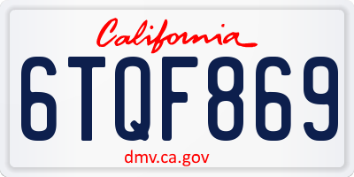 CA license plate 6TQF869