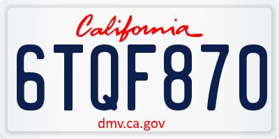 CA license plate 6TQF870