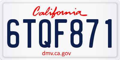 CA license plate 6TQF871