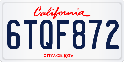 CA license plate 6TQF872