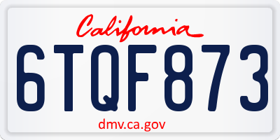 CA license plate 6TQF873