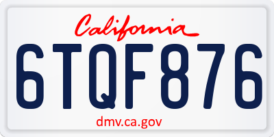 CA license plate 6TQF876