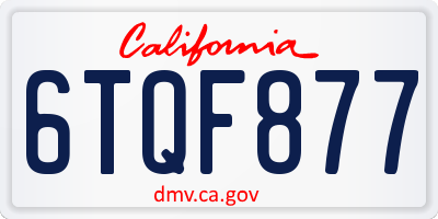 CA license plate 6TQF877