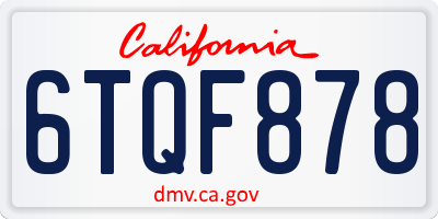 CA license plate 6TQF878