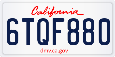 CA license plate 6TQF880