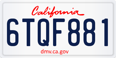 CA license plate 6TQF881