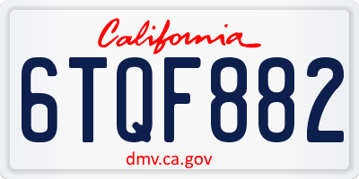 CA license plate 6TQF882