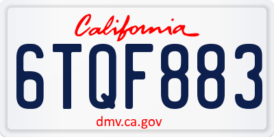 CA license plate 6TQF883