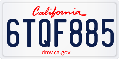 CA license plate 6TQF885