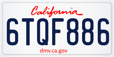 CA license plate 6TQF886