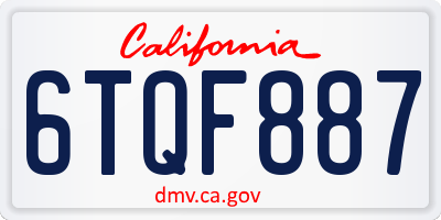 CA license plate 6TQF887