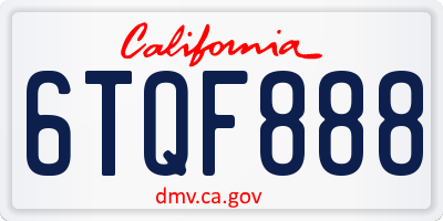 CA license plate 6TQF888